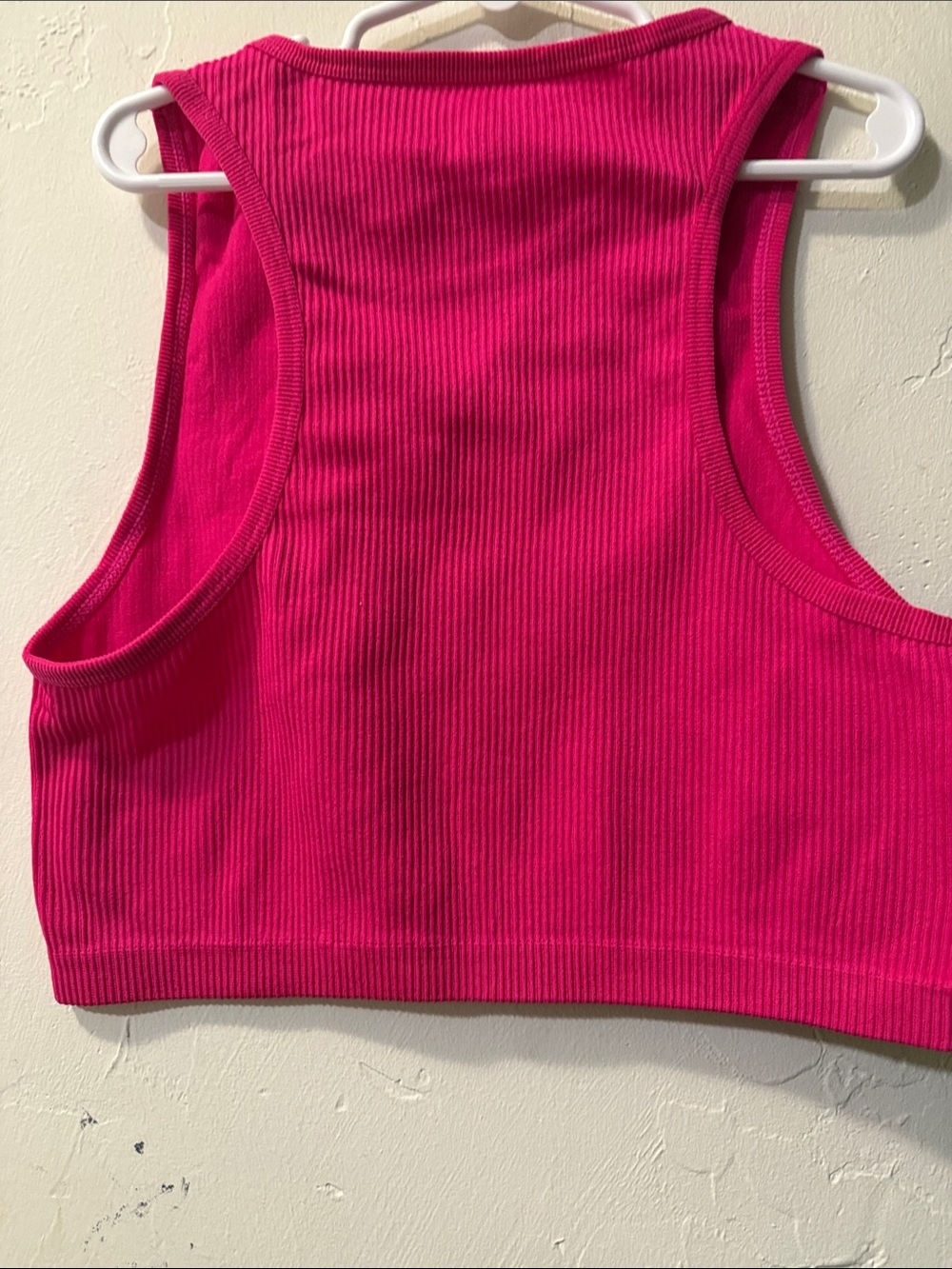 Hot Pink Ribbed Crop Tank Top - Picture 2 of 2